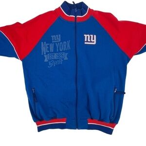 NFL NY Giants Blue Red Zip Up Fleece Jacket Size XL Men's